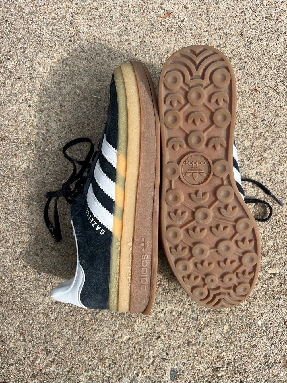 adidas Gazelle Women’s Platform Black & White Sneakers - Picture 3 of 4